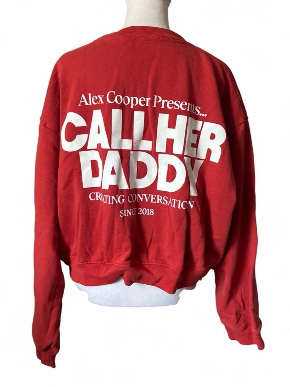 Call Her Daddy Alex Cooper Tour Oversized Cropped Red Graphic Crewneck - Picture 3 of 6